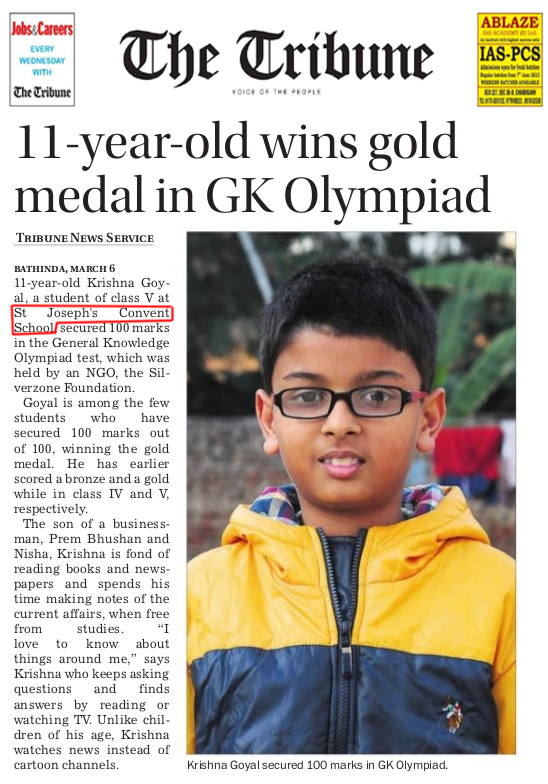 Gold medal in GK Olympiad