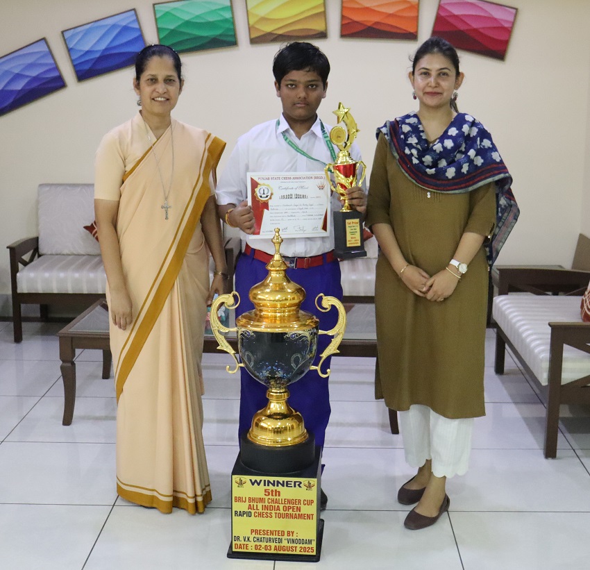 1ST POSITION IN UNDER 13 CHESS CHAMPIONSHIP FOR BOYS